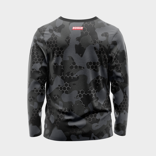 Back view of the Black Hex UPF 50+ shirt showing the full-width Rogue Culture back print