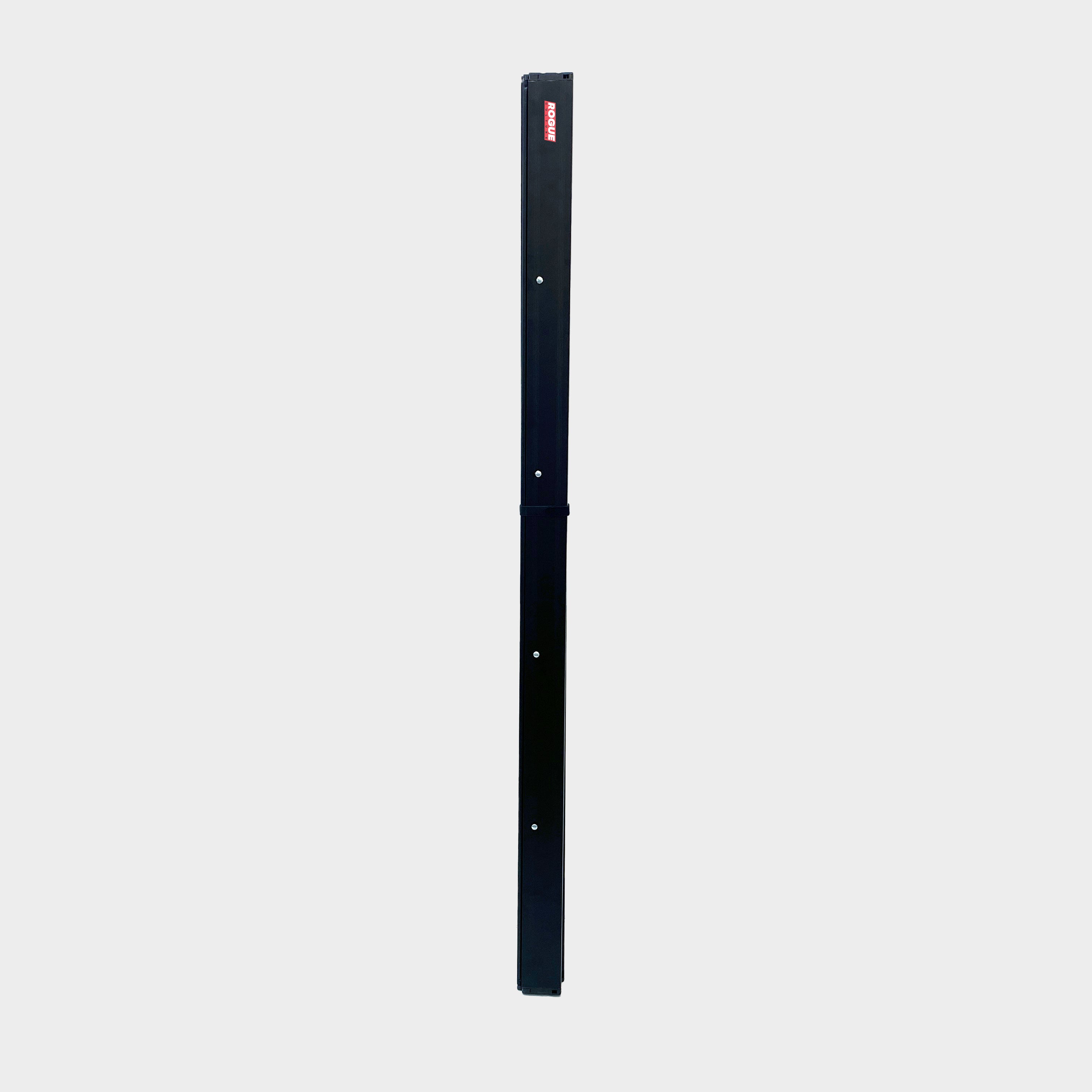 Angled view of the aluminium wheel arch shelf showing its matte black finish and low profile