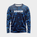 Front view of the Marine Camo UPF 50+ long sleeve shirt showing the camouflage print and Rogue Culture chest logo