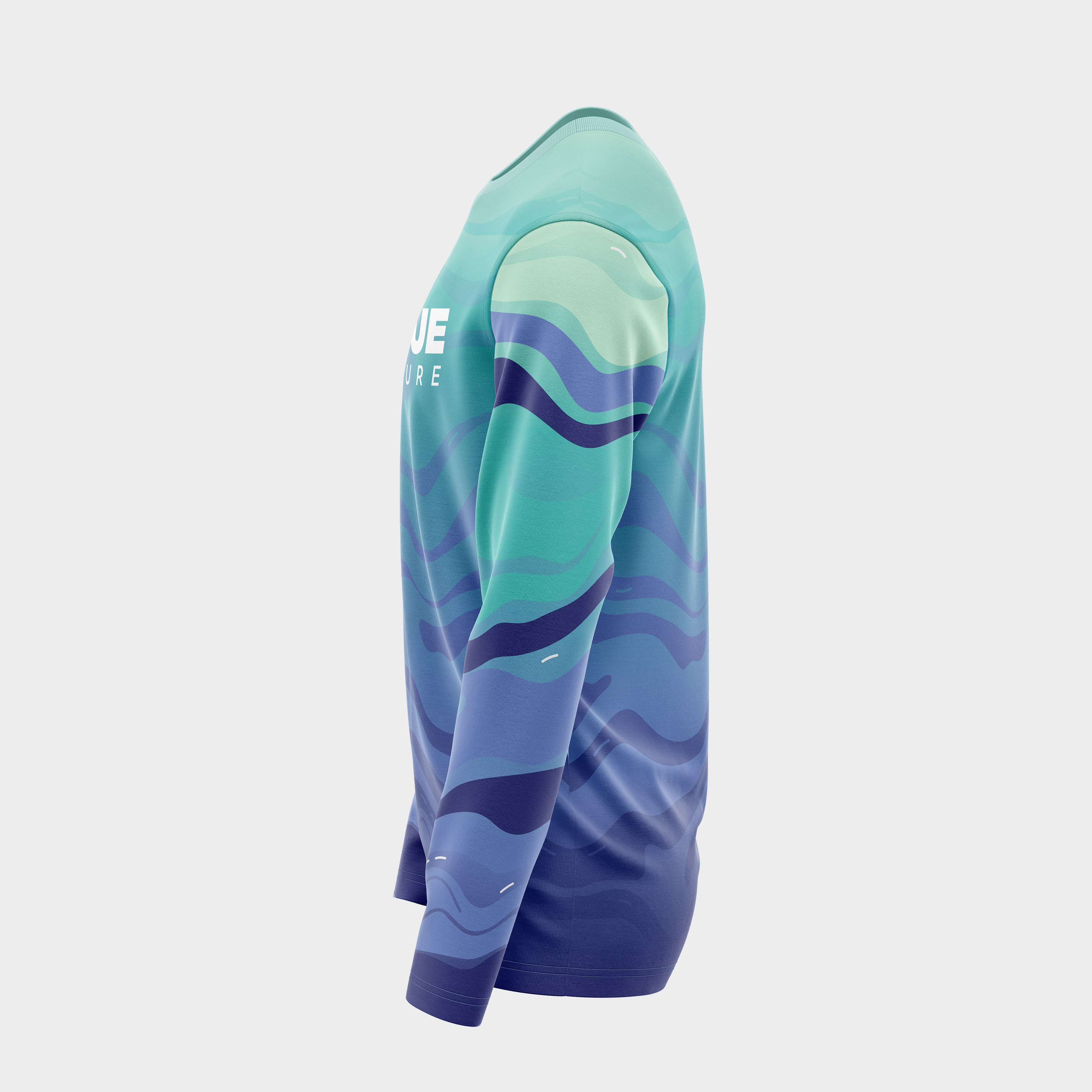Left side view of the Ocean Drift UPF 50+ shirt showing the sleeve pattern and body fit