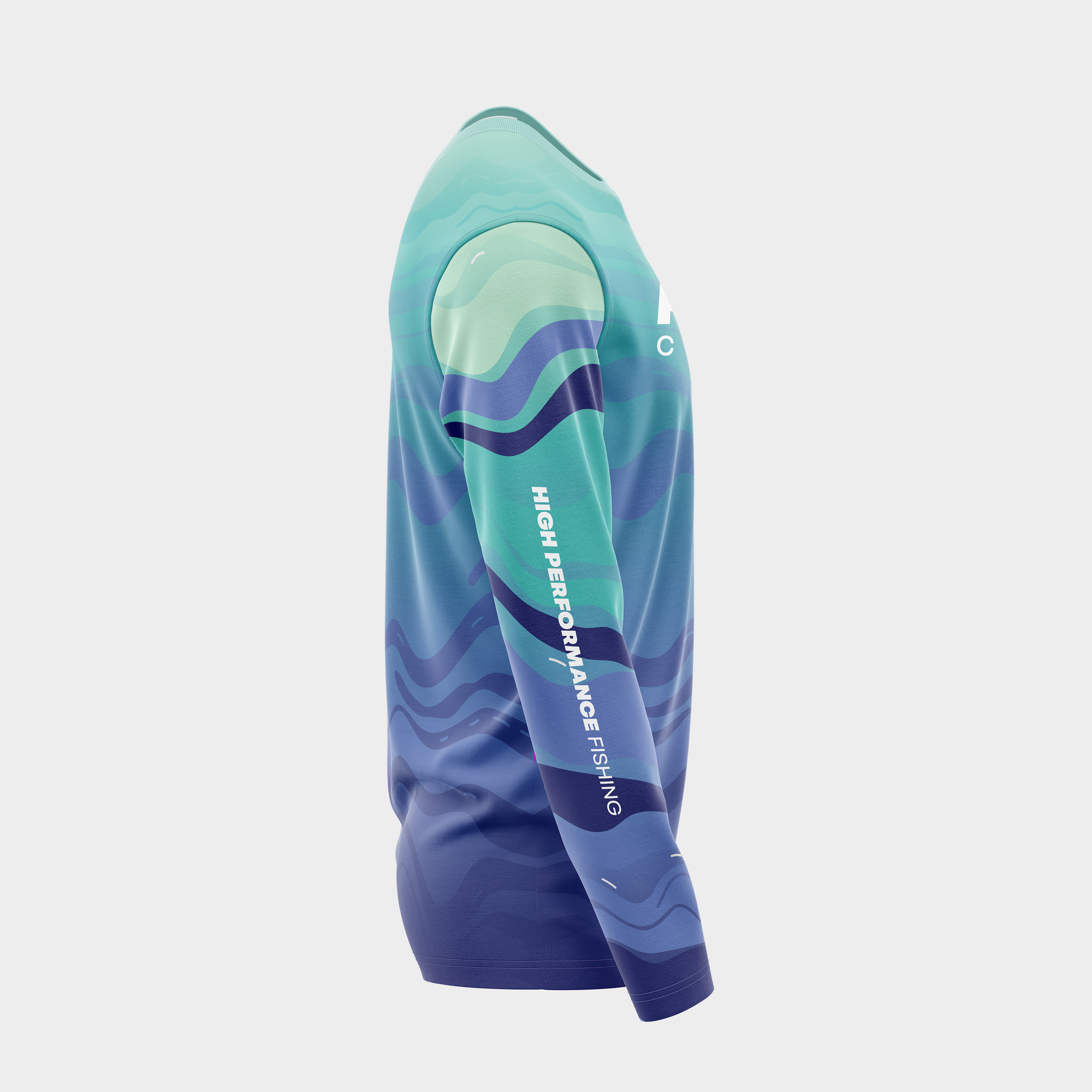 Right side view of the Ocean Drift UPF 50+ shirt showing the long sleeve and thumb hole cuff